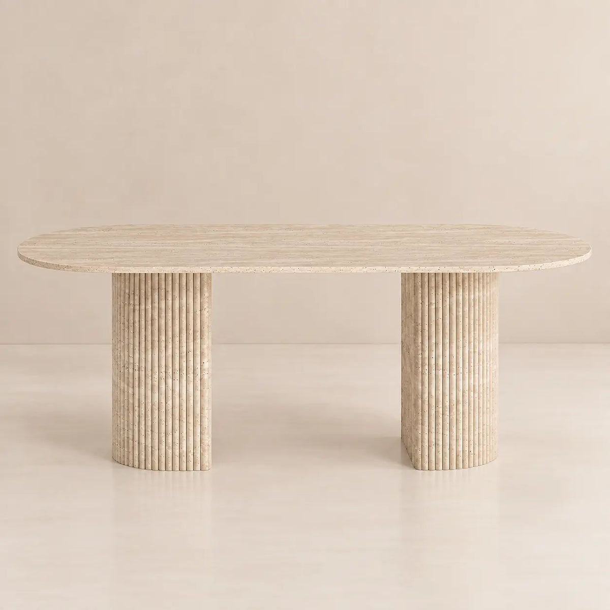 Table à Manger Ovale en Travertin SERENITY - De 160 à 220 cm Hawali Home