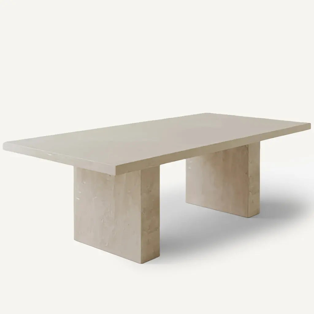 Table à Manger Rectangle en Travertin LAMYA - De 160 à 220 cm Hawali Home