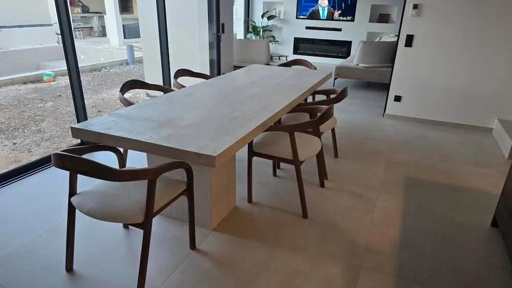 Table à Manger Rectangle en Travertin LAMYA - De 160 à 220 cm Hawali Home