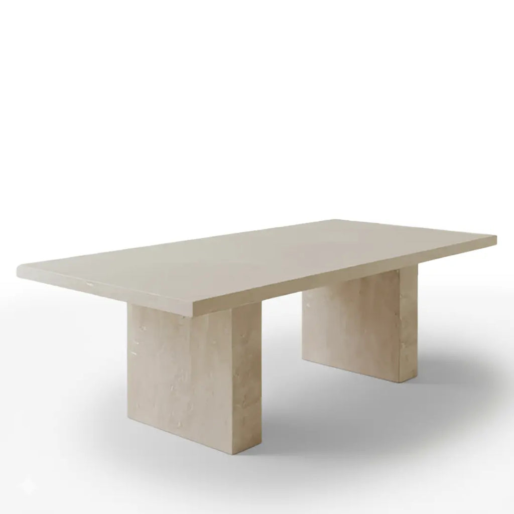 Table à Manger Rectangle en Travertin LAMYA - De 160 à 220 cm Hawali Home