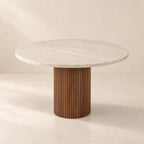 Table à manger ronde en travertin ELENA – Hawali Home