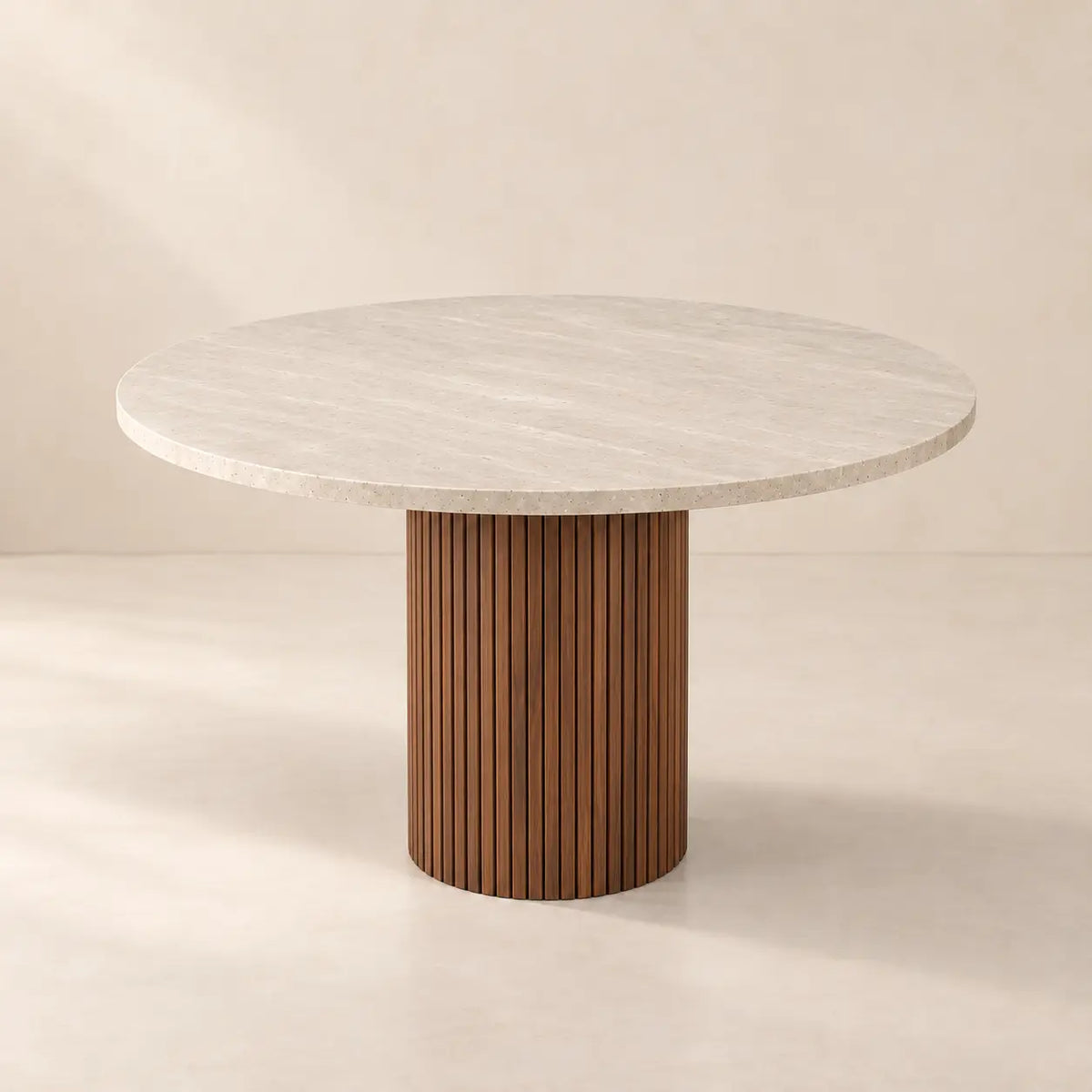 Table à manger ronde en travertin ELENA – Hawali Home