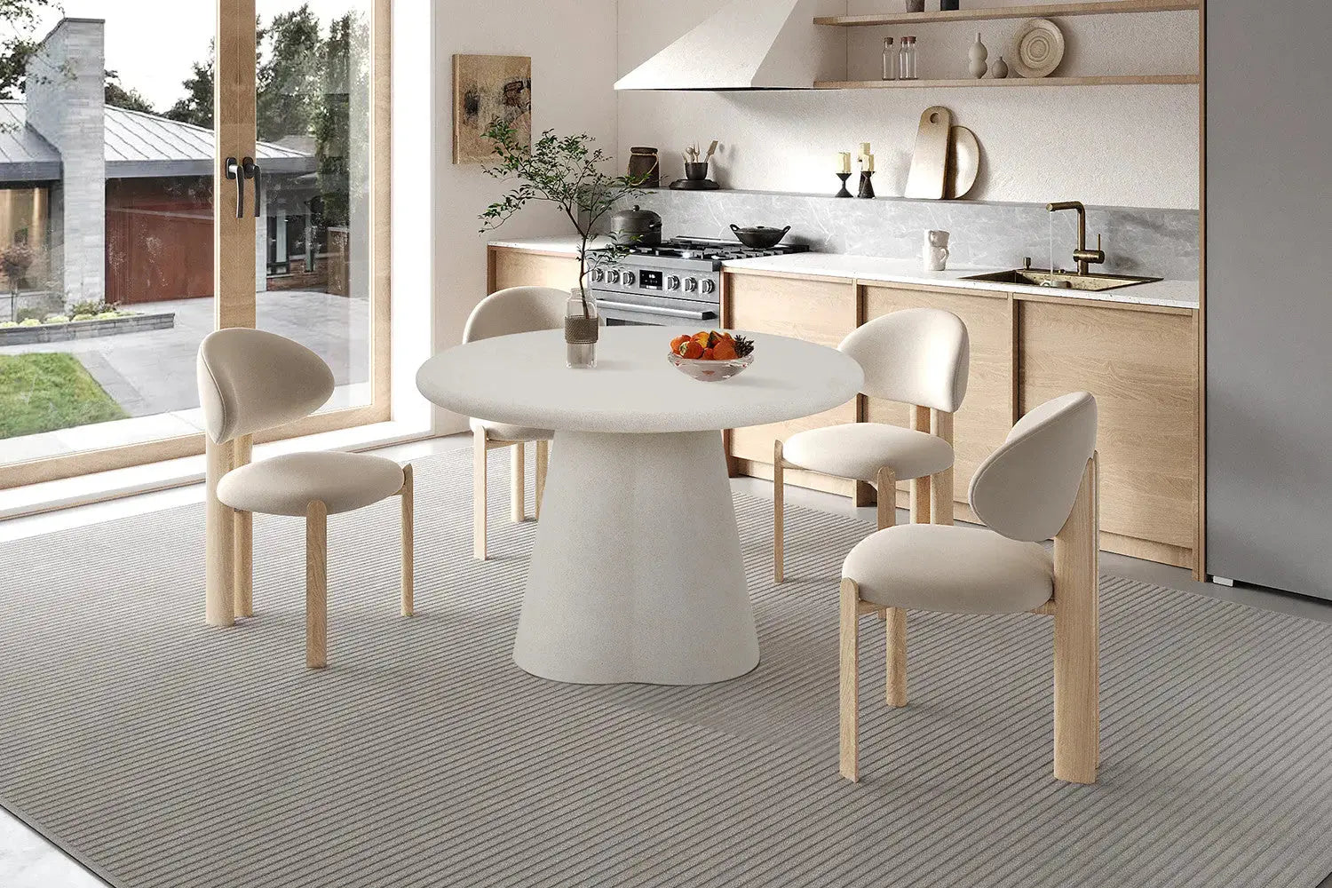 Table à Manger Ronde Effet Ciment ORKA - 120 cm Rousseau