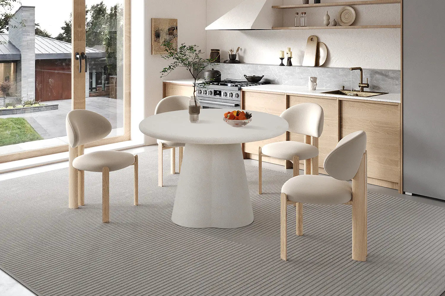 Table à Manger Ronde Effet Ciment ORKA - 120 cm Rousseau