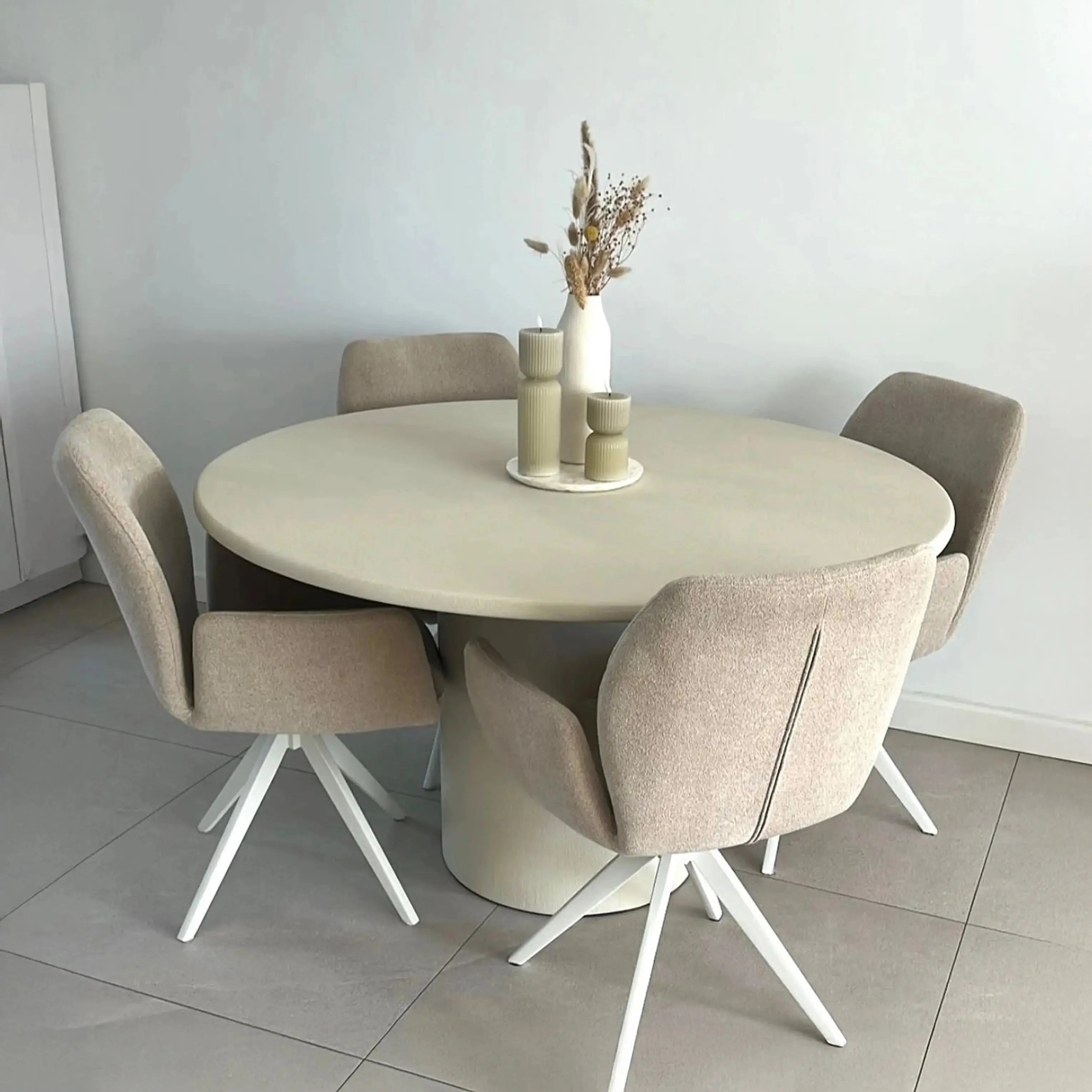 Table à Manger Ronde en Béton Ciré MIRA - De 100 à 140 cm Hawali Home