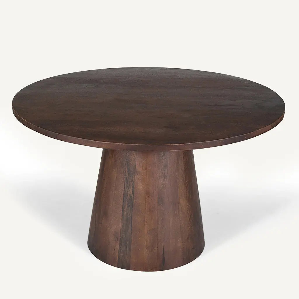 Table à Manger Ronde en Bois de Manguier DARK WOODY - 130 cm Hawali Home