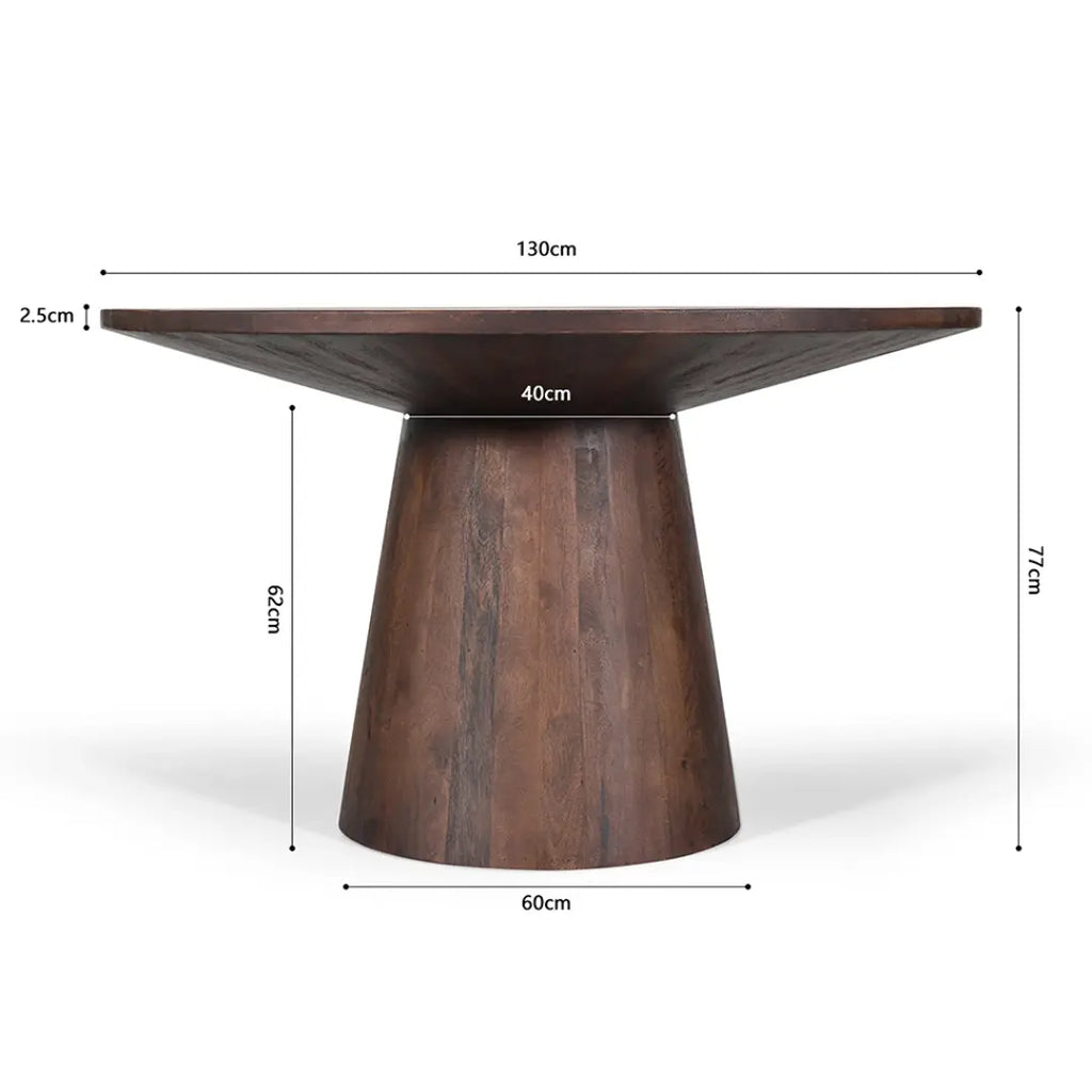Table à Manger Ronde en Bois de Manguier DARK WOODY - 130 cm Rousseau