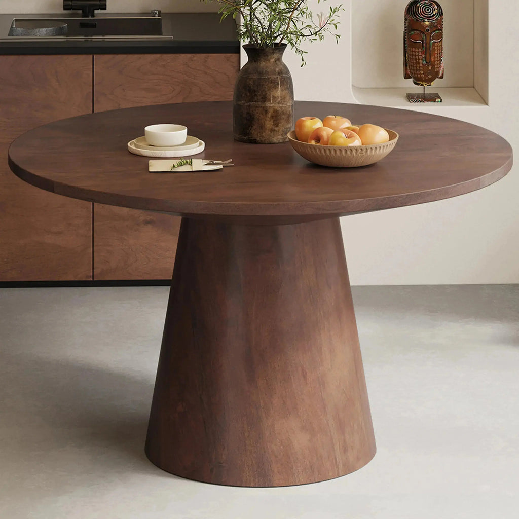 Table à Manger Ronde en Bois de Manguier DARK WOODY - 130 cm Rousseau