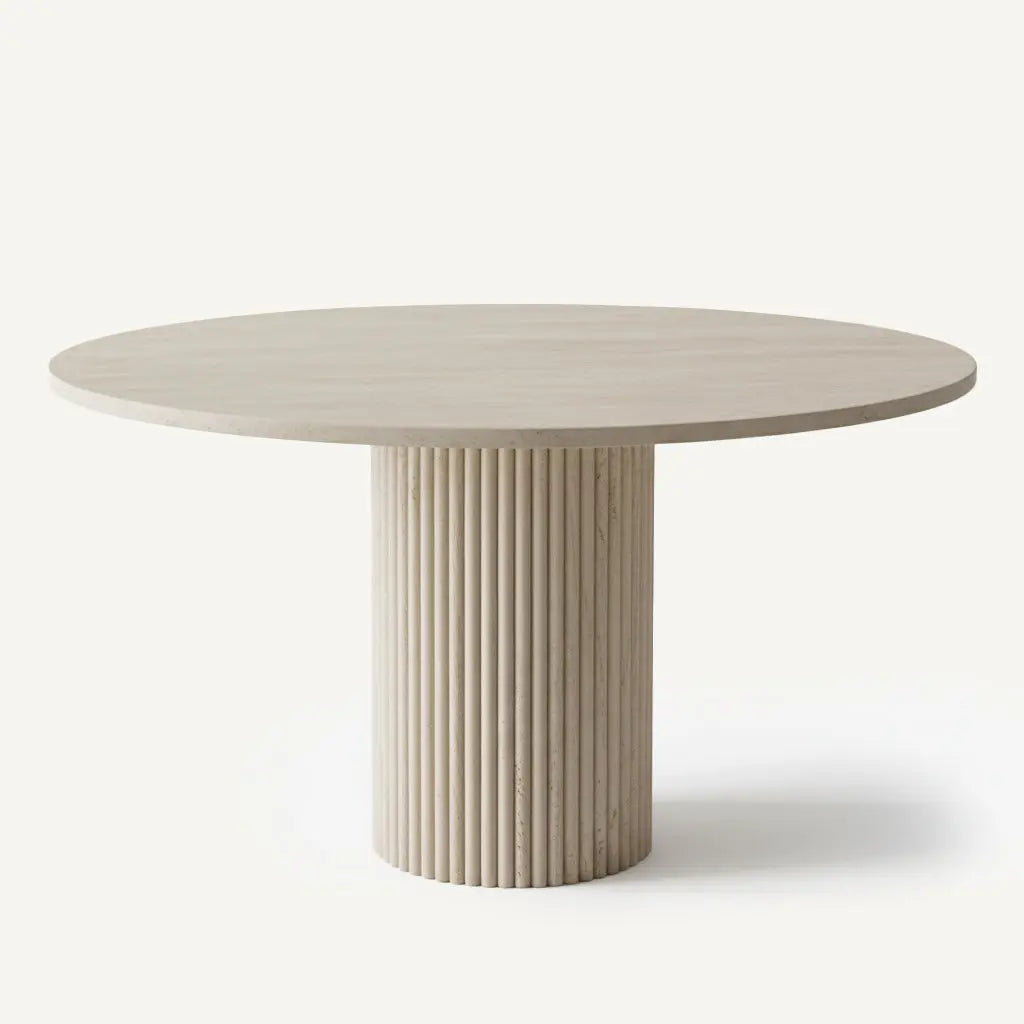 Table à Manger Ronde en Travertin MARY - De 100 à 160 cm Hawali Home