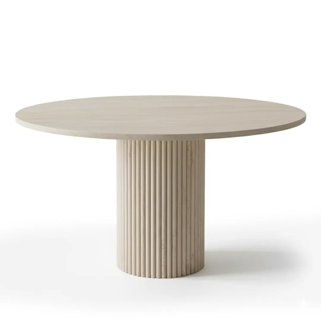 Table à Manger Ronde en Travertin MARY - De 100 à 160 cm Hawali Home