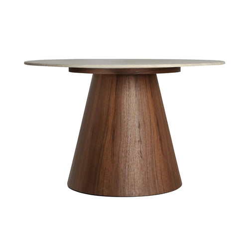 Table à Manger de Salon en Marbre Synthétique Beige DUNE - 120 cm KODU