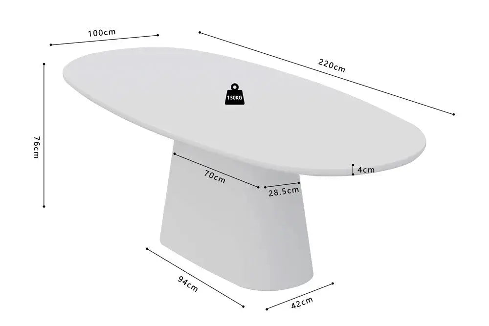 Table à manger Effet Ciment SCARLETT - 220 cm Hawali Home
