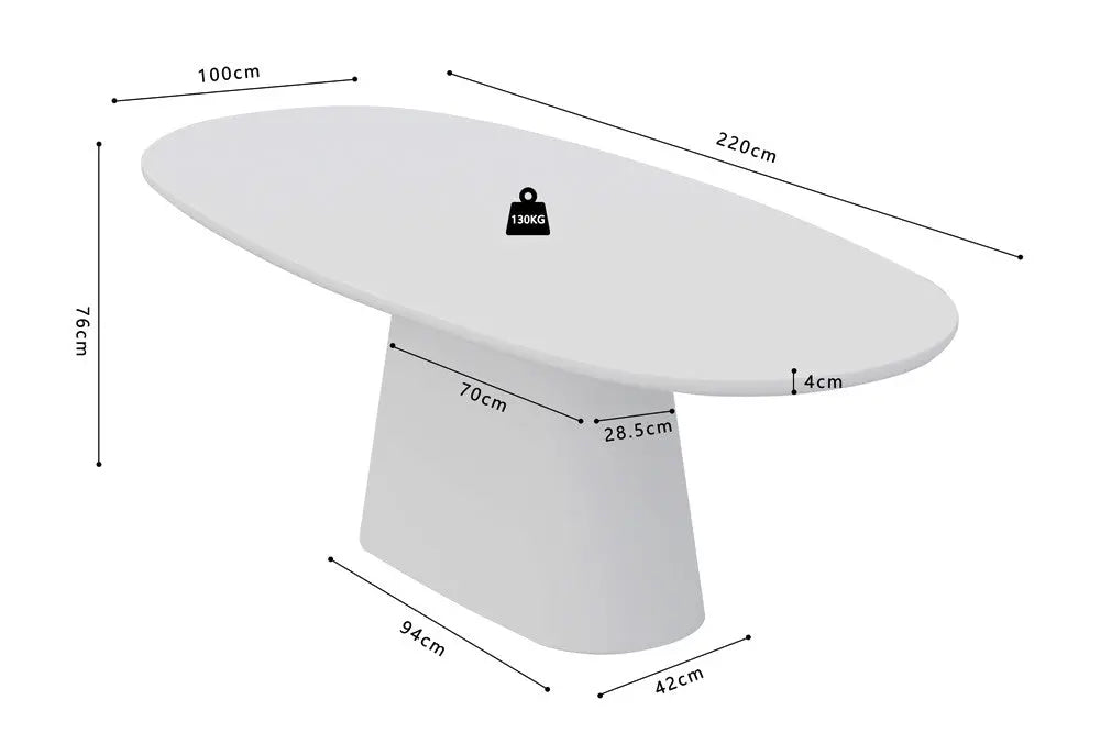 Table à manger Effet Ciment SCARLETT - 220 cm Hawali Home