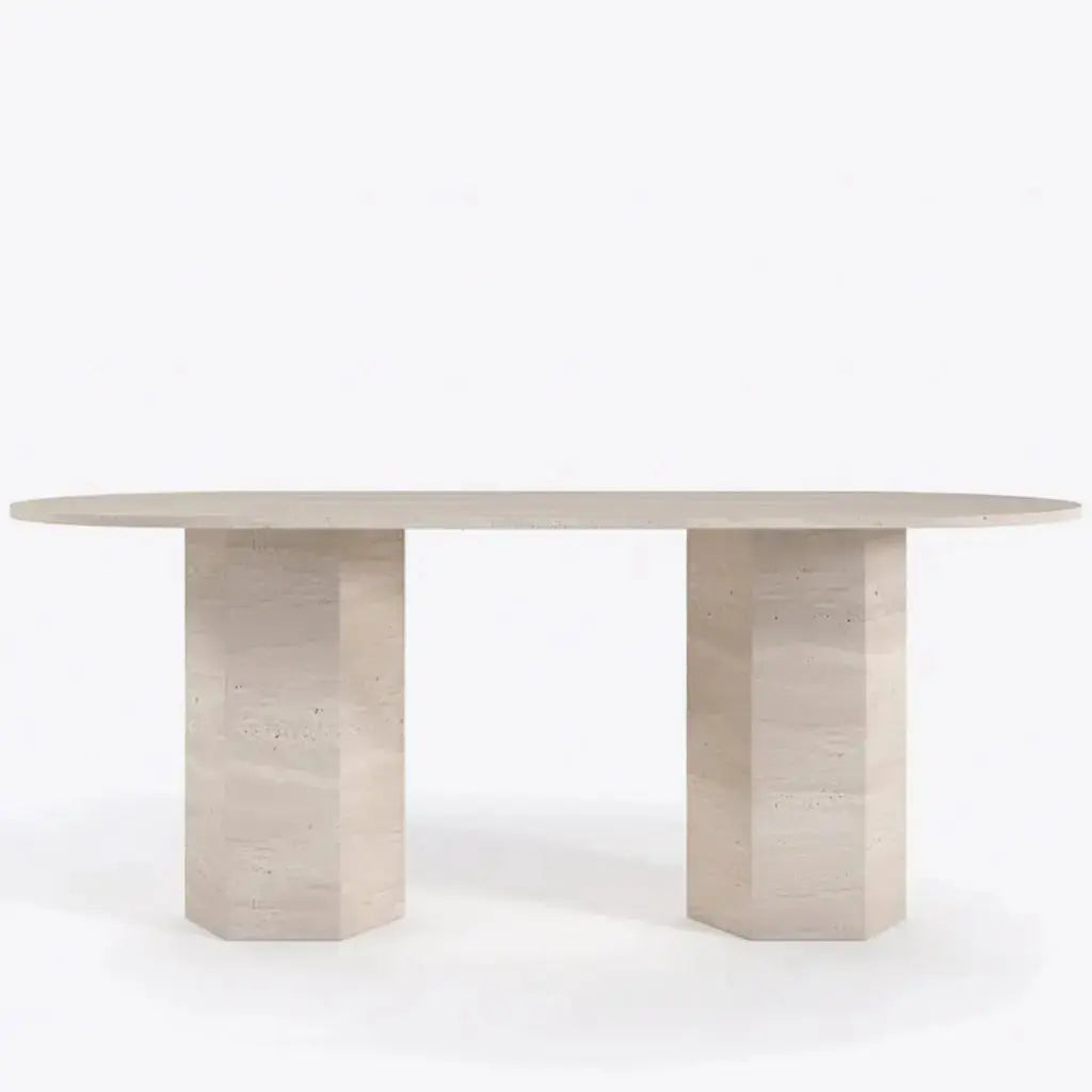 Table à manger en Travertin ELEGENCIA - De 160 à 220 cm Hawali Home
