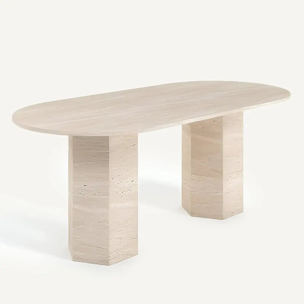 Table à manger en Travertin ELEGENCIA - De 160 à 220 cm Hawali Home