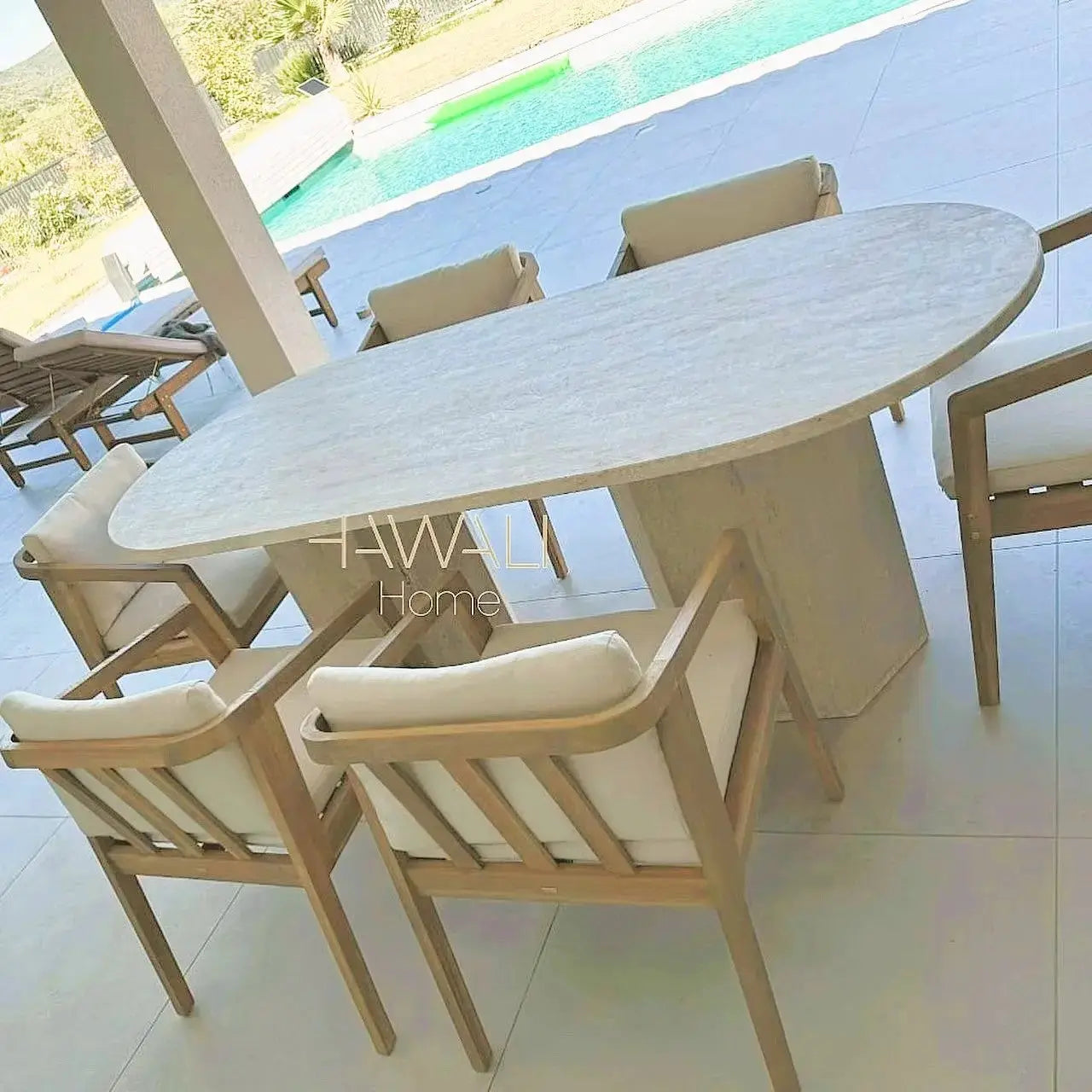 Table à manger en Travertin ELEGENCIA - De 160 à 220 cm Hawali Home