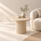 Table d'Appoint Ronde MARY en Travertin - 45 x 50 cm Hawali Home