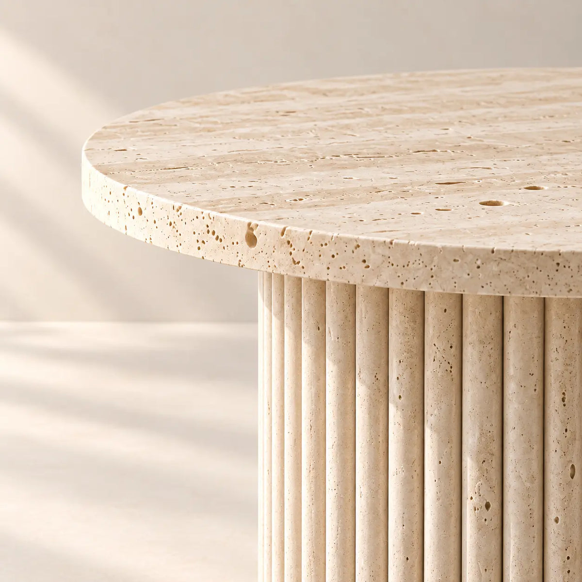 Table d'Appoint Ronde MARY en Travertin - 45 x 50 cm Hawali Home