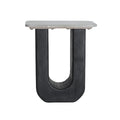 Table d'Appoint de Bout de Canapé avec Plateau en Marbre Marron et pieds en Bois de Manguier Noir KHEJ - 50 x 35 cm KODU