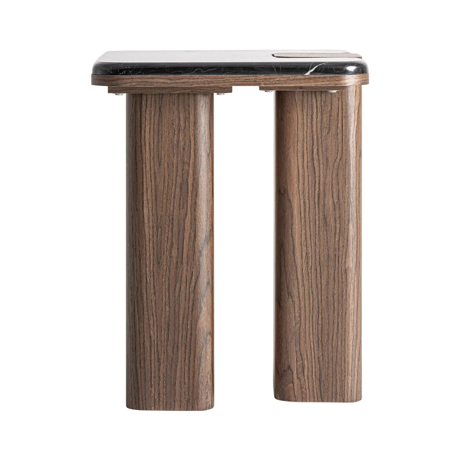 Table d'Appoint de Bout de Canapé en Bois MDF et Marbre Noir ATLAS - 40 x 40 cm KODU