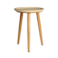 Table d'Appoint de Bout de Canapé en Bois de Bouleau Brun et Plateau en Marbre Beige VIDEIX - 36 cm KODU