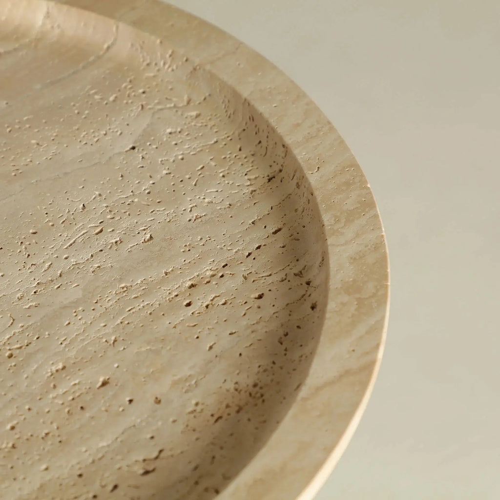 Table d'Appoint de Bout de Canapé en Bois de Bouleau Brun et Plateau en Marbre Beige VIDEIX - 36 cm KODU