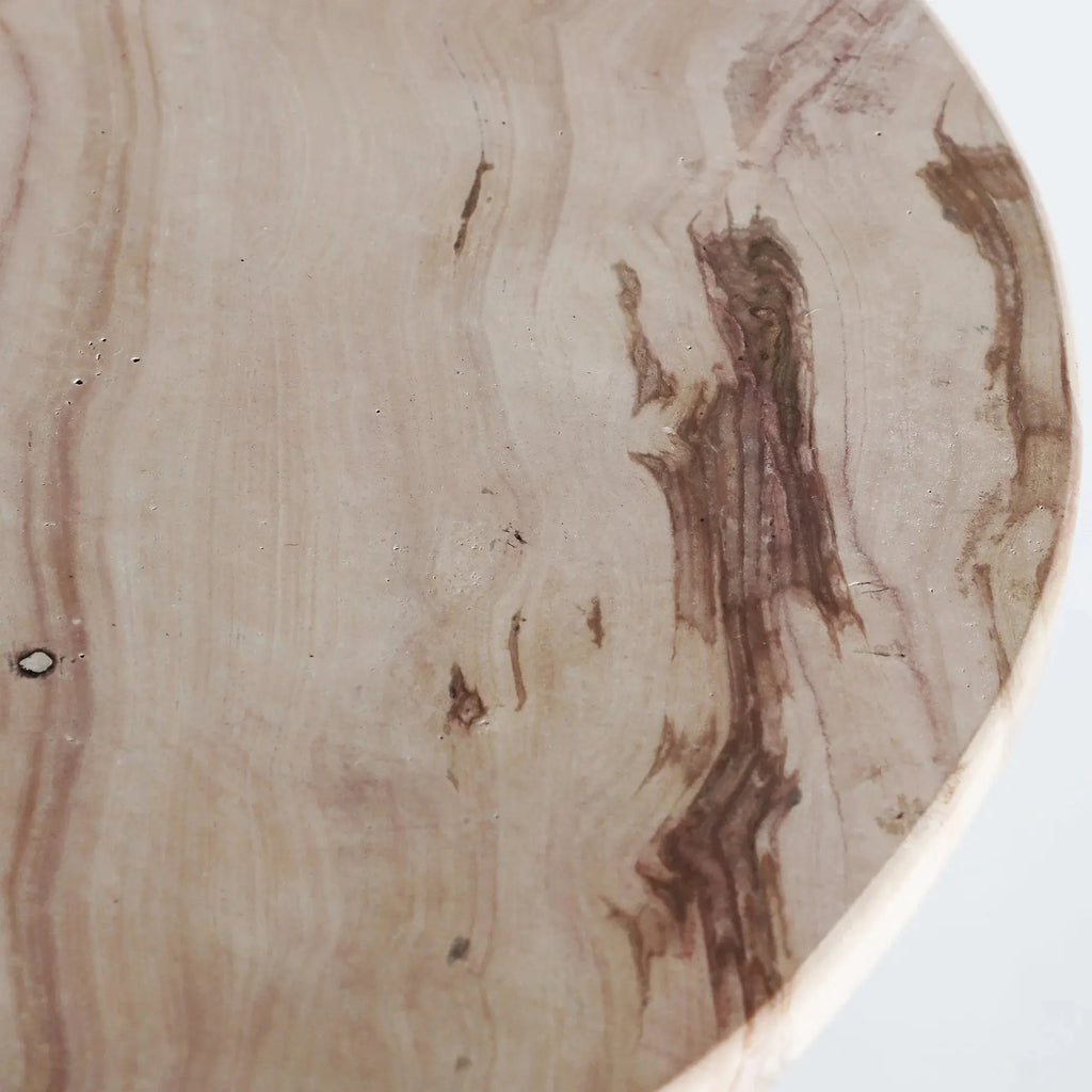 Table d'Appoint de Bout de Canapé en Bois de Manguier Brun et Plateau en Marbre Brun VRADS - 45 cm KODU