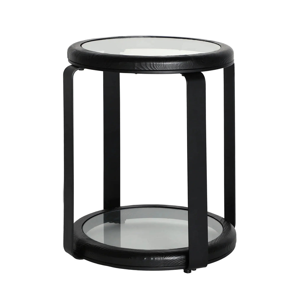 Table d'Appoint de Bout de Canapé en Bois de Sapin et Plateau en Verre Trempé KILDE - 55 cm KODU