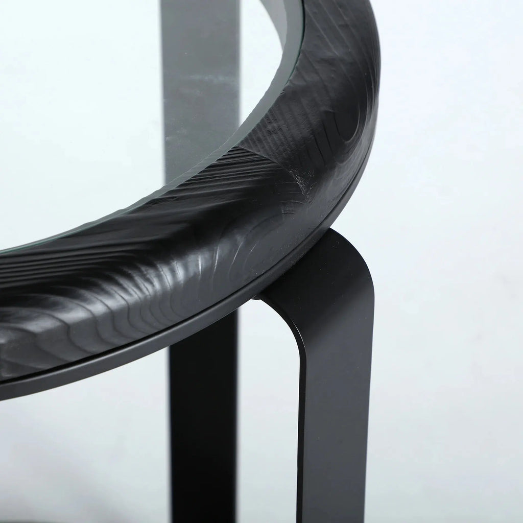 Table d'Appoint de Bout de Canapé en Bois de Sapin et Plateau en Verre Trempé KILDE - 55 cm KODU