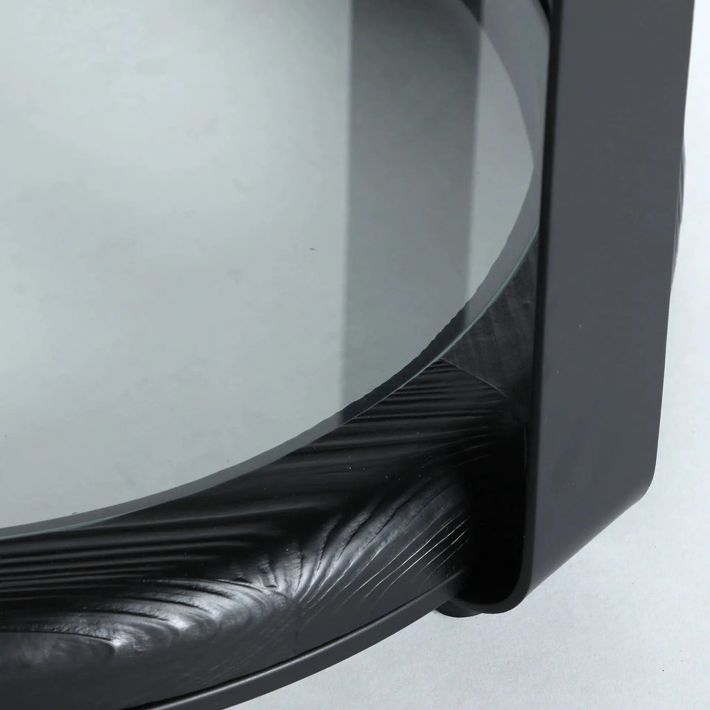 Table d'Appoint de Bout de Canapé en Bois de Sapin et Plateau en Verre Trempé KILDE - 55 cm KODU