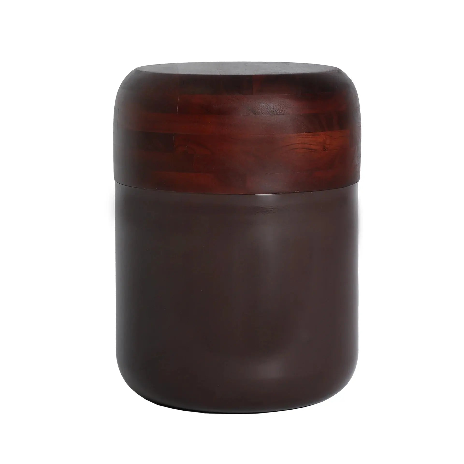Table d'Appoint de Bout de Canapé en Fer Chocolat Brillant et Bois d'acacia Marron TAU - 34 cm KODU