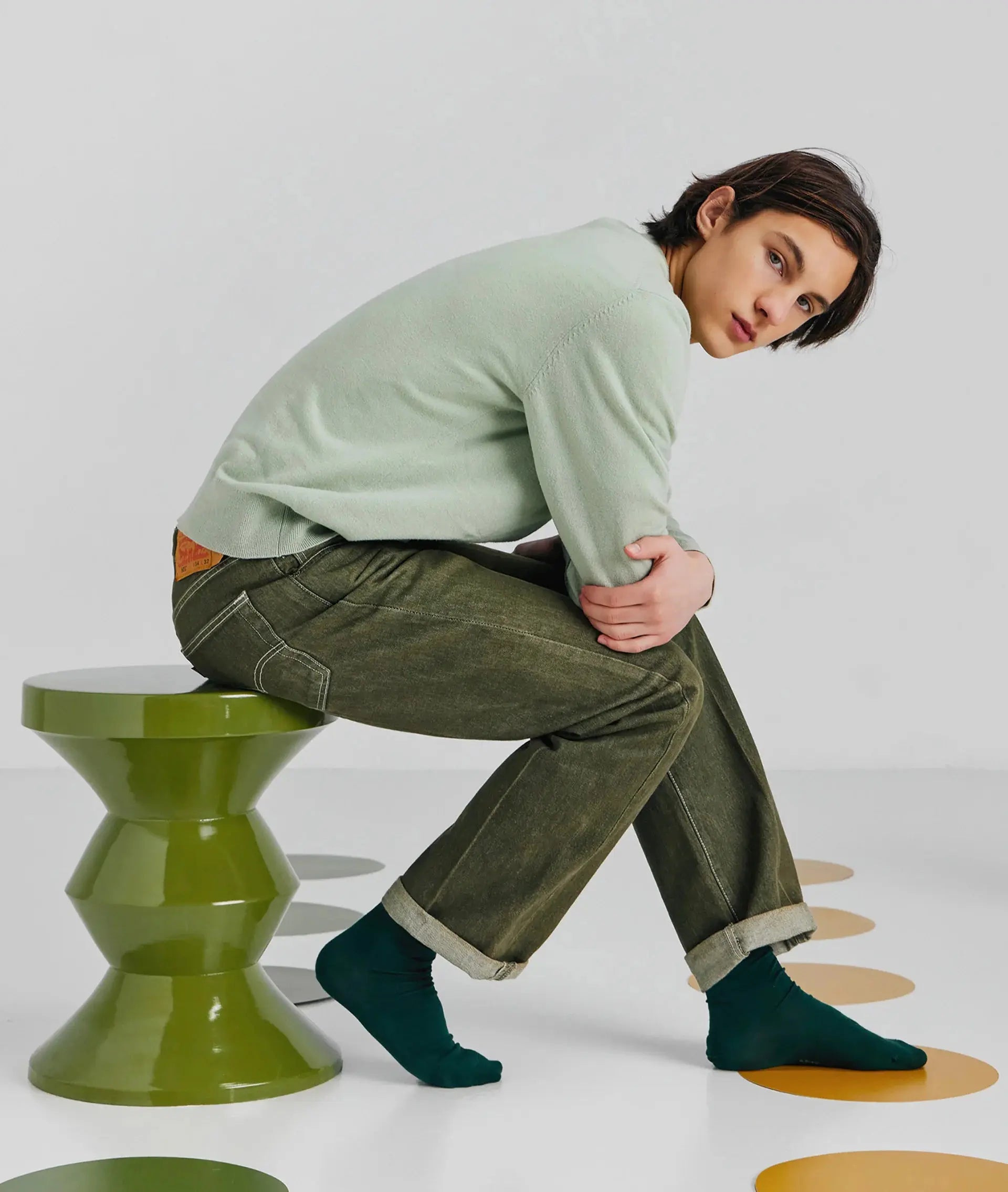 Table d'Appoint de Bout de Canapé en Fer Vert ZUG - 36 cm KODU