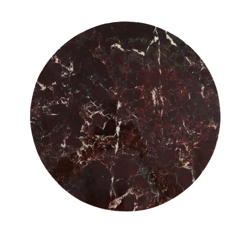 Table d'Appoint de Bout de Canapé en Fer brillant Chocolat et Marbre Synthétique Veteado - 37 cm KODU