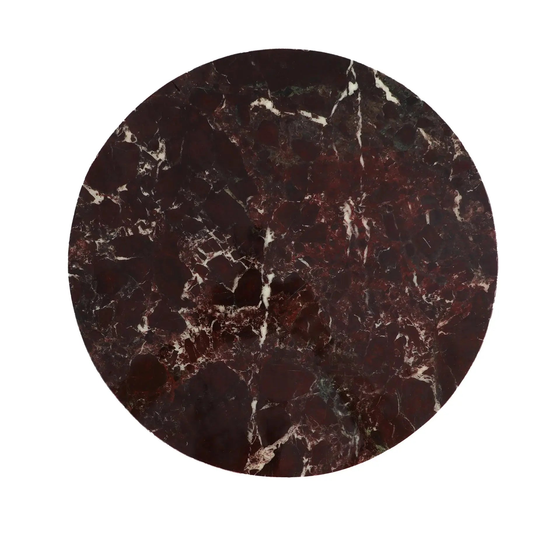 Table d'Appoint de Bout de Canapé en Fer brillant Chocolat et Marbre Synthétique Veteado - 37 cm KODU