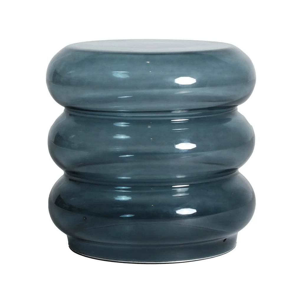 Table d'Appoint de Bout de Canapé en Verre Bleu et Finition Translucide KOTOR - 32 cm KODU