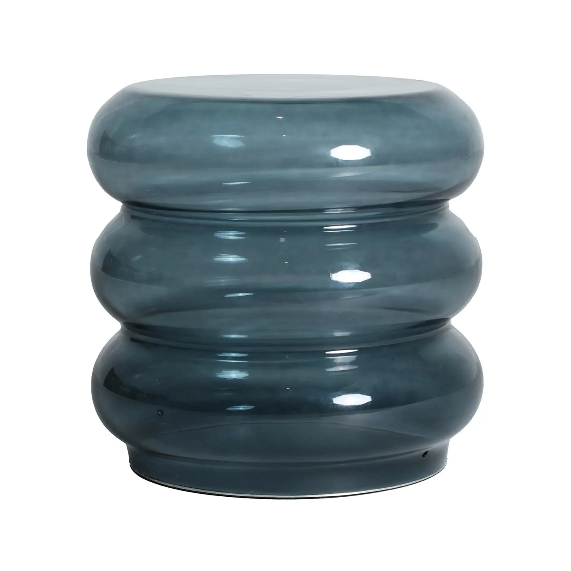Table d'Appoint de Bout de Canapé en Verre Bleu et Finition Translucide KOTOR - 32 cm KODU