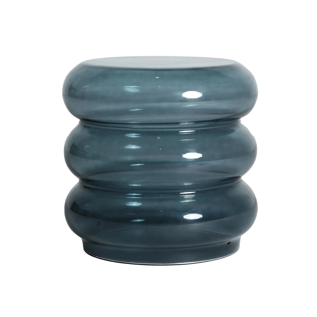 Table d'Appoint de Bout de Canapé en Verre Bleu et Finition Translucide KOTOR - 32 cm KODU