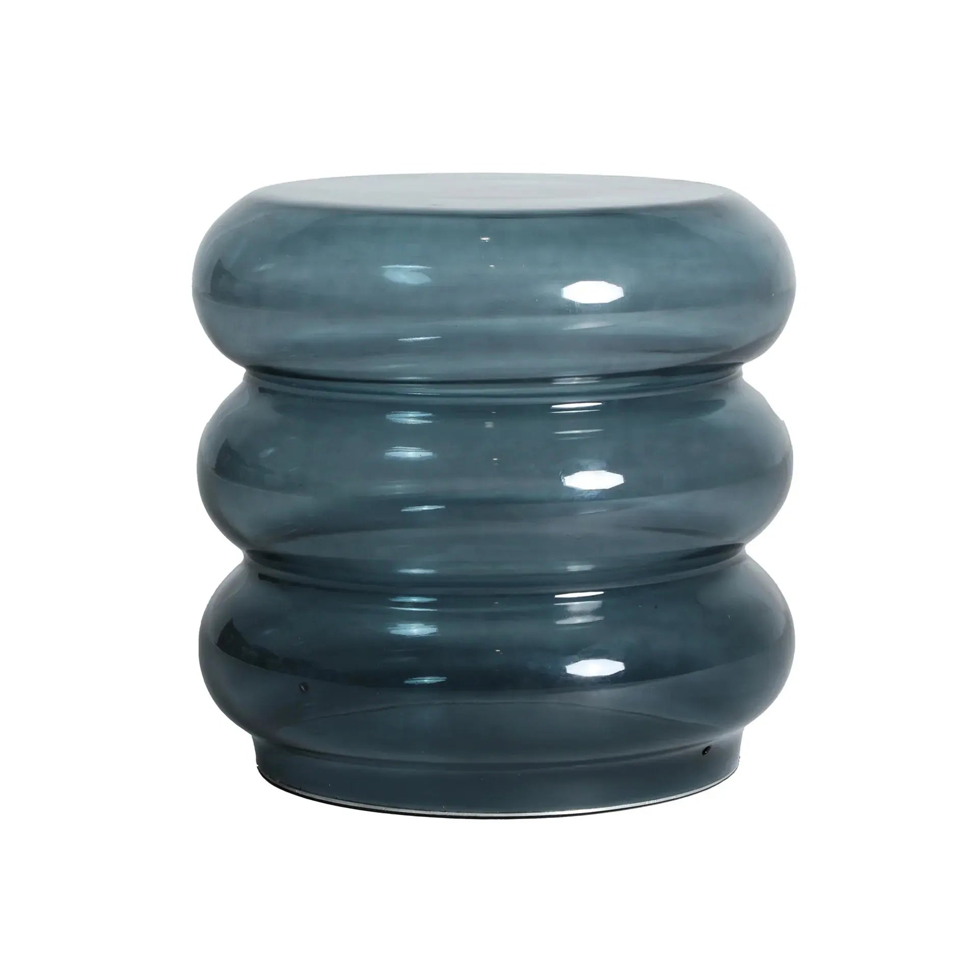 Table d'Appoint de Bout de Canapé en Verre Bleu et Finition Translucide KOTOR - 32 cm KODU