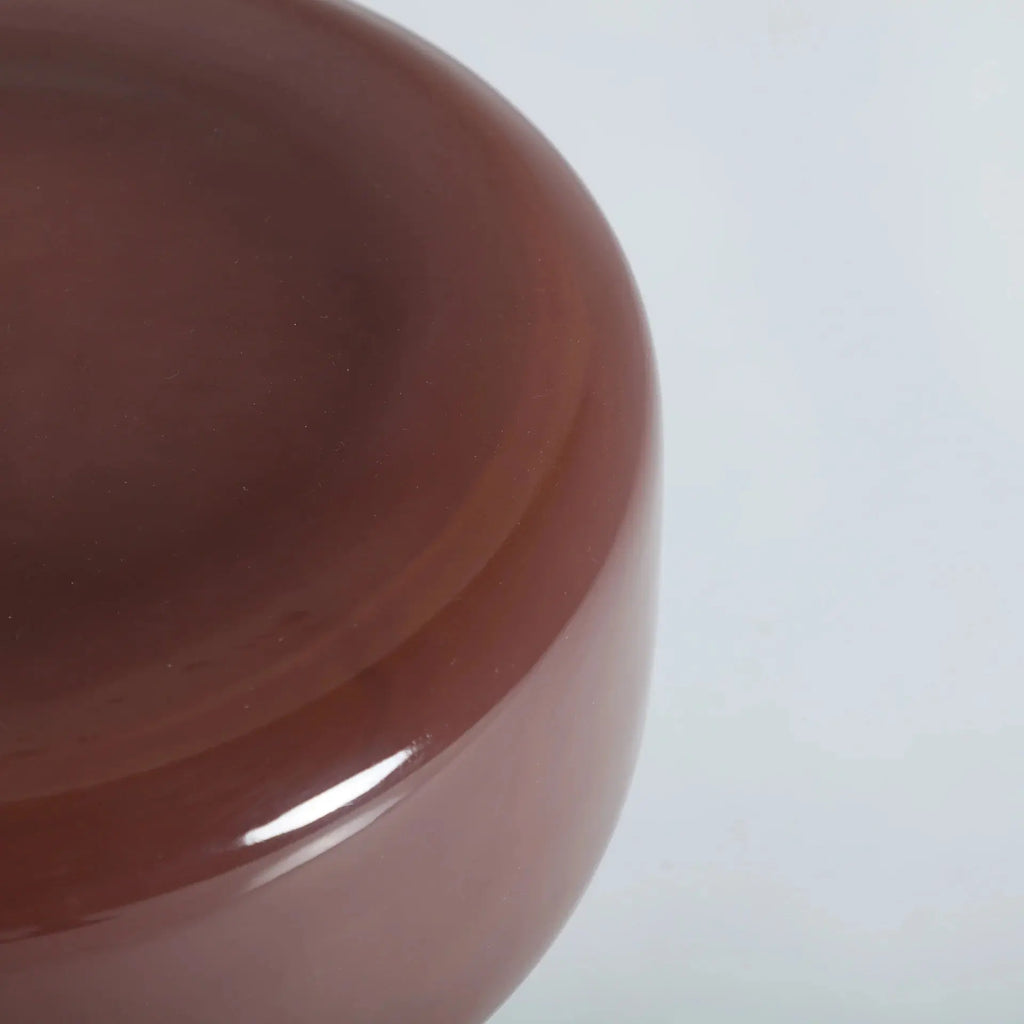 Table d'Appoint de Bout de Canapé en Verre Brun Finition Brillante ALCOUTIM - 29 cm KODU