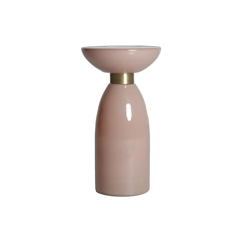 Table d'Appoint de Bout de Canapé en Verre Rose Finition Brillante BELLANO - 30 cm KODU