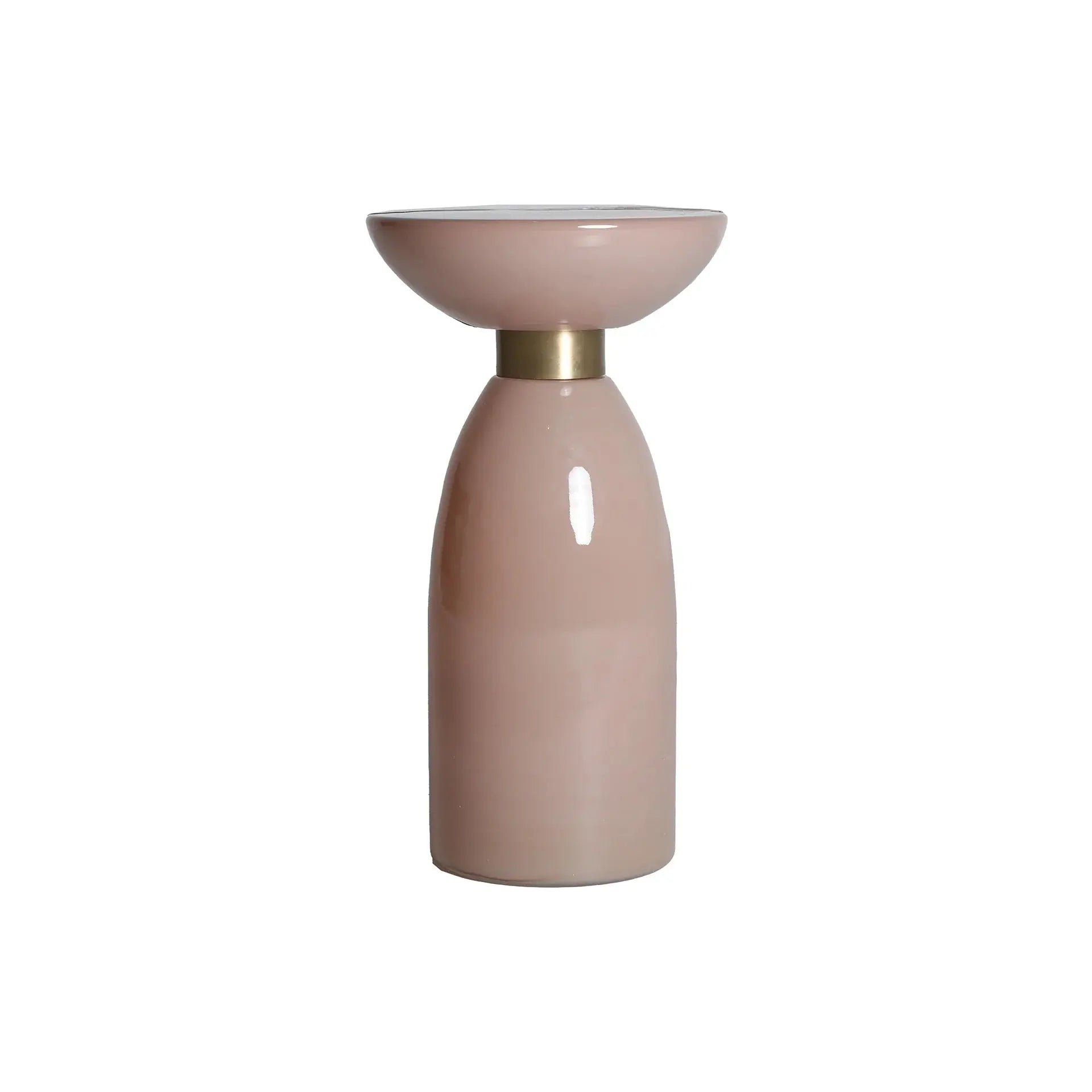 Table d'Appoint de Bout de Canapé en Verre Rose Finition Brillante BELLANO - 30 cm KODU