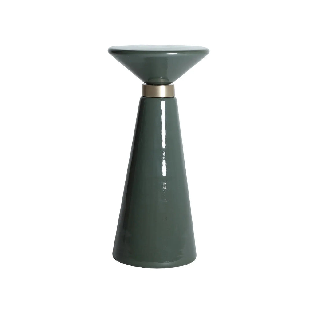 Table d'Appoint de Bout de Canapé en Verre Vert Finition Brillante CASSIS - 27 cm KODU