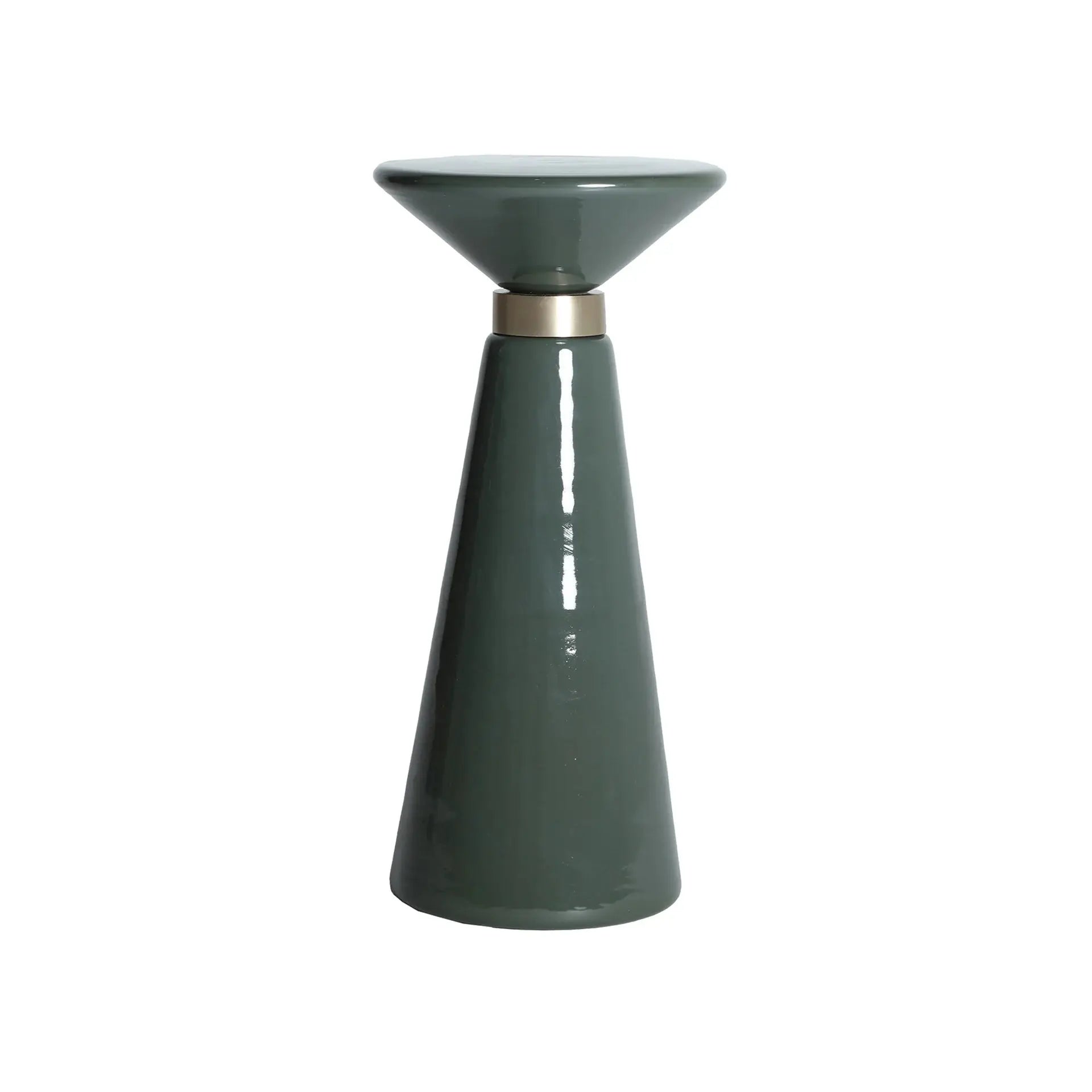 Table d'Appoint de Bout de Canapé en Verre Vert Finition Brillante CASSIS - 27 cm KODU