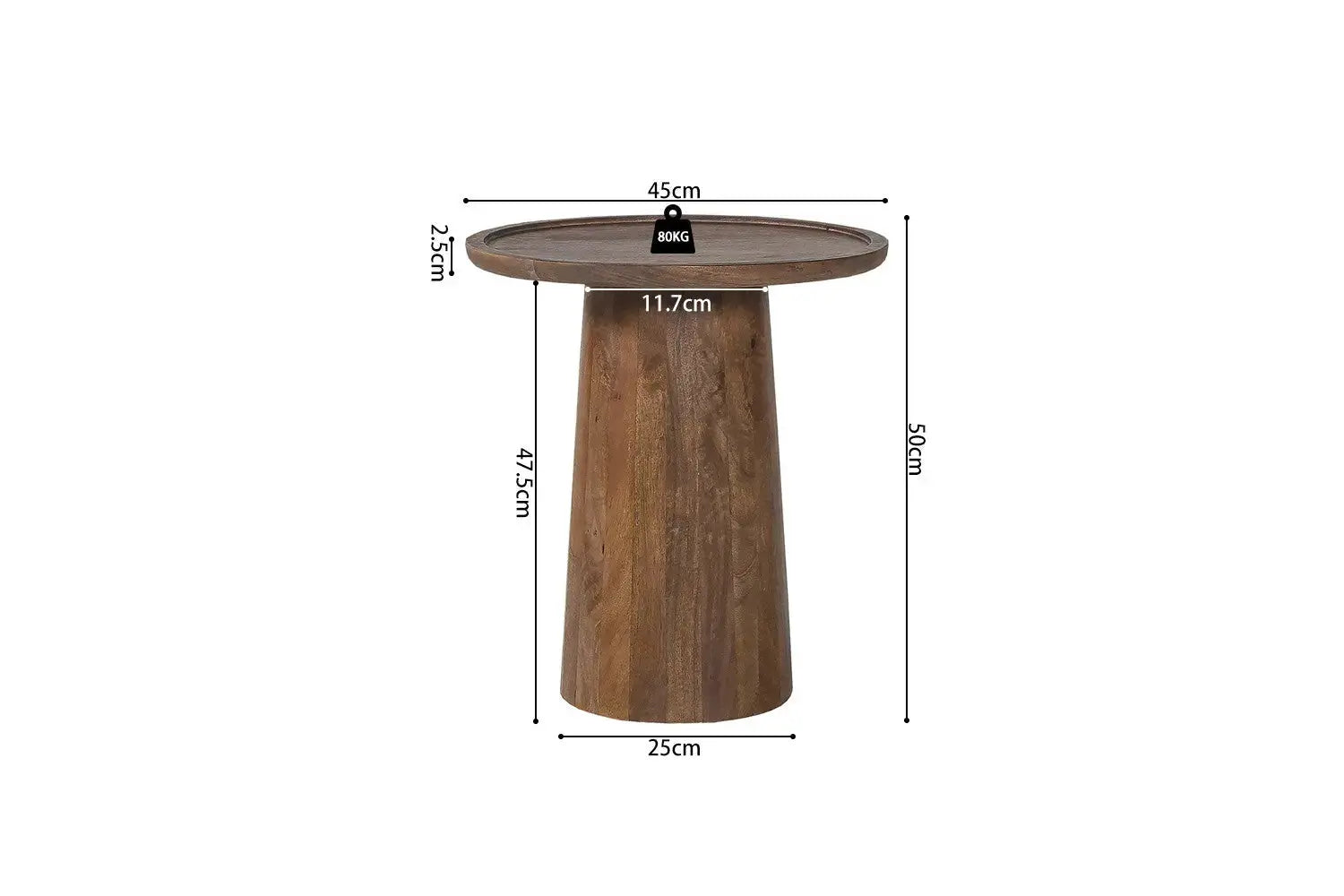 Table d'Appoint en Bois de Manguier AMAYA - 45x50 cm Rousseau