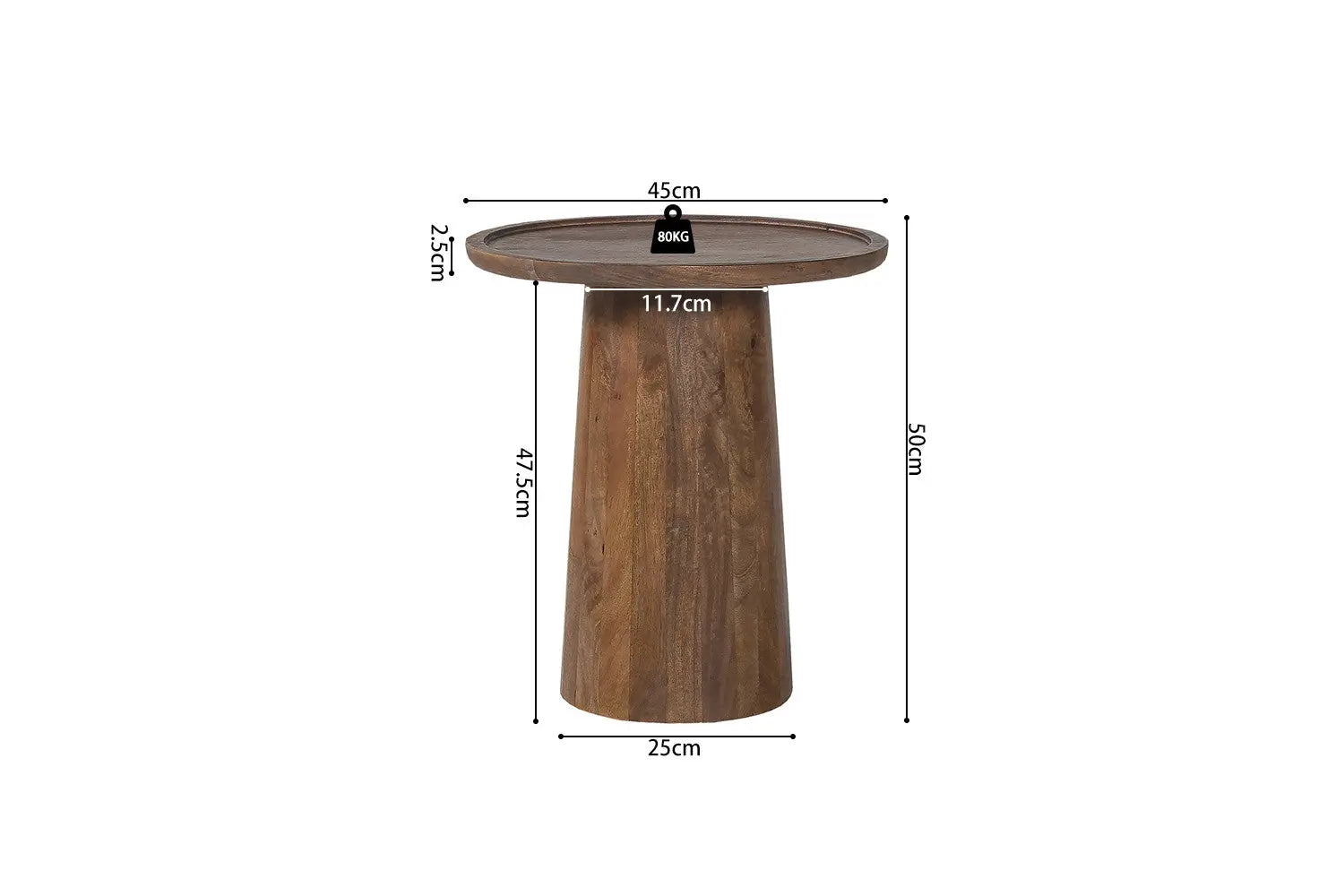 Table d'Appoint en Bois de Manguier AMAYA - 45x50 cm Rousseau