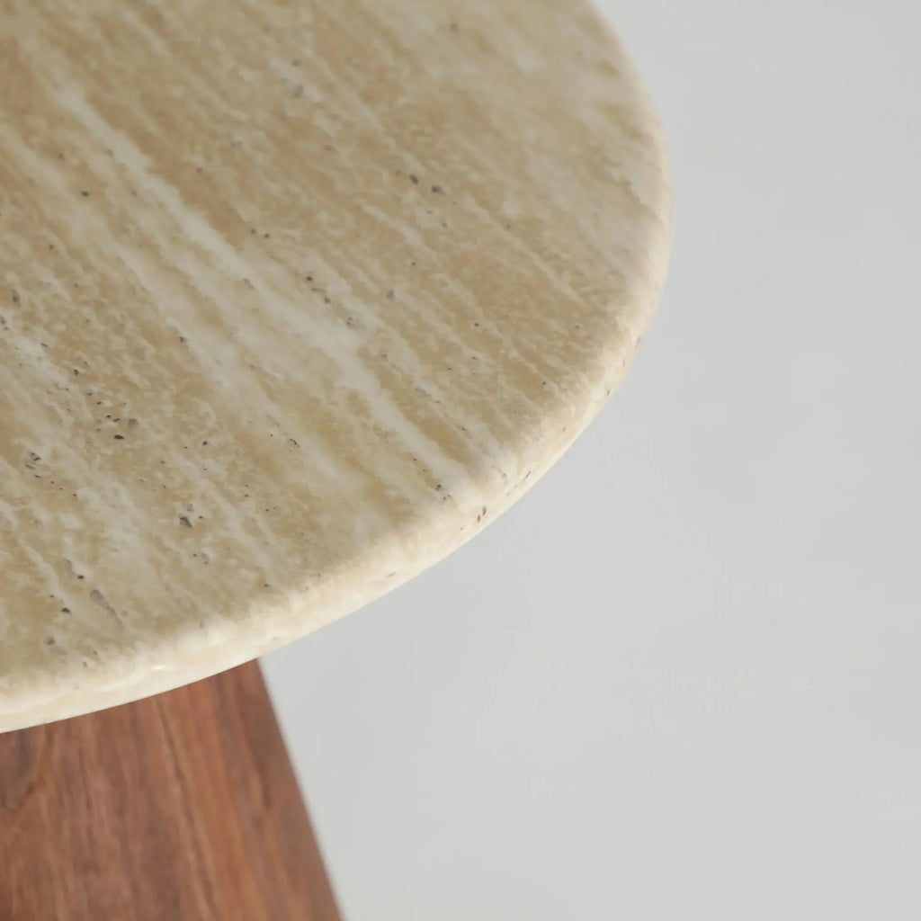 Table d'Appoint en Marbre Synthétique Beige DUNE - 55 cm KODU