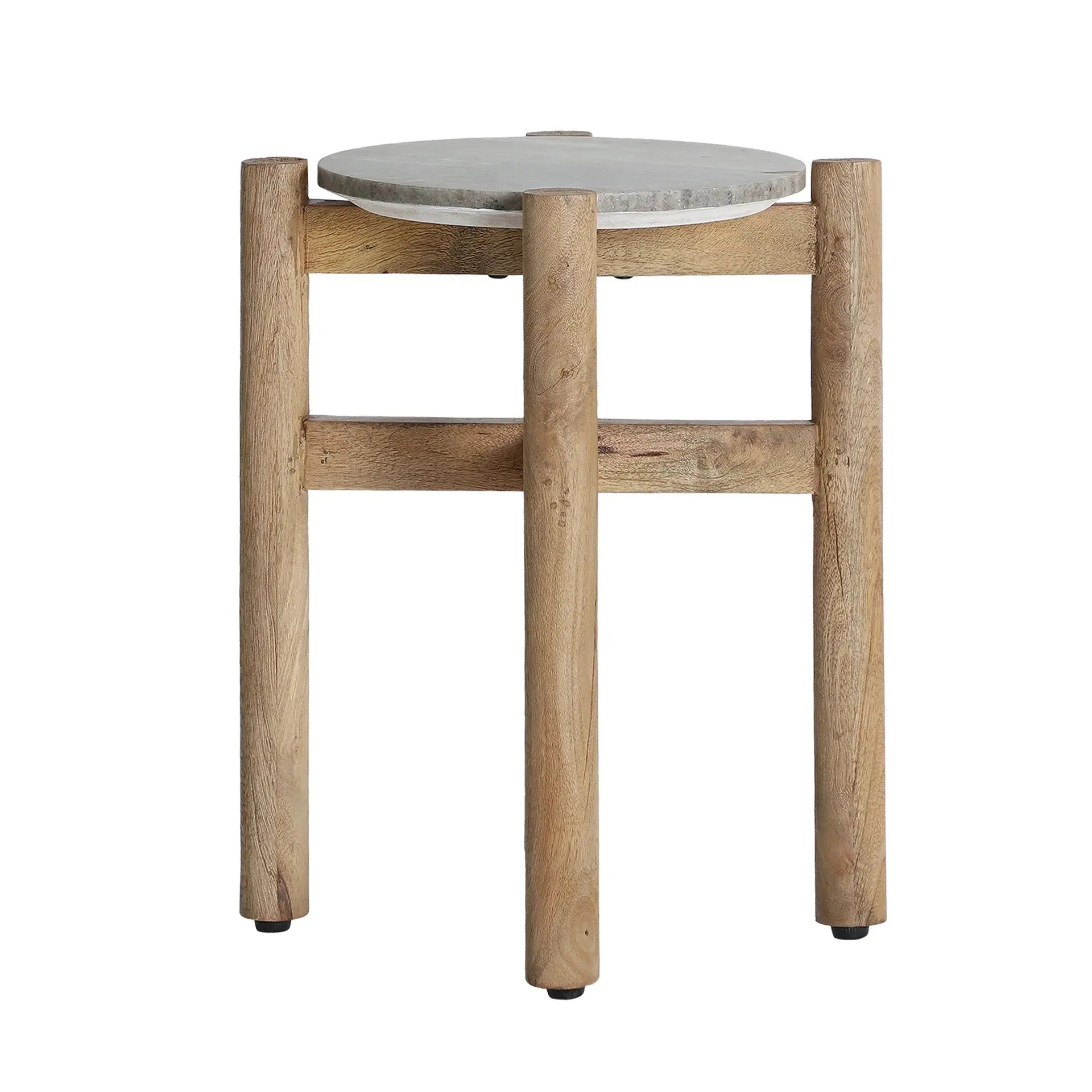 Table d'Appoint en Marbre et Bois Naturel LUCANE - 39 cm KODU