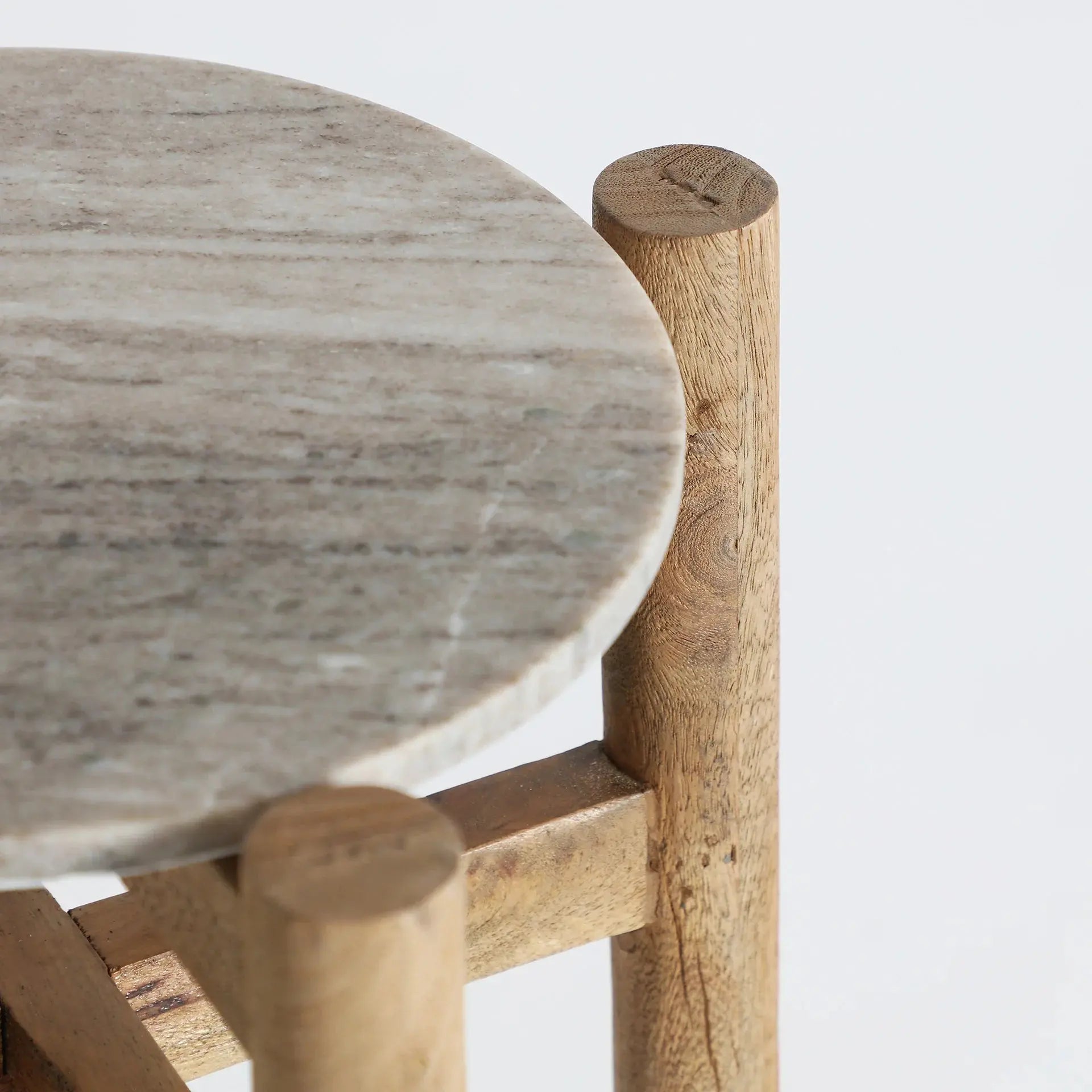 Table d'Appoint en Marbre et Bois Naturel LUCANE - 39 cm KODU