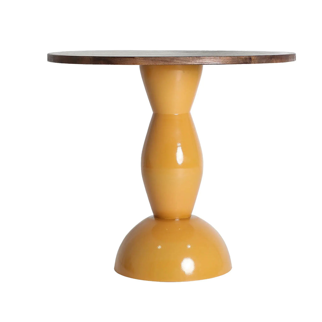 Table de Salle à Manger en Fer Ocre Brillant et Bois de Manguier Marron NAHINA - 90 cm KODU
