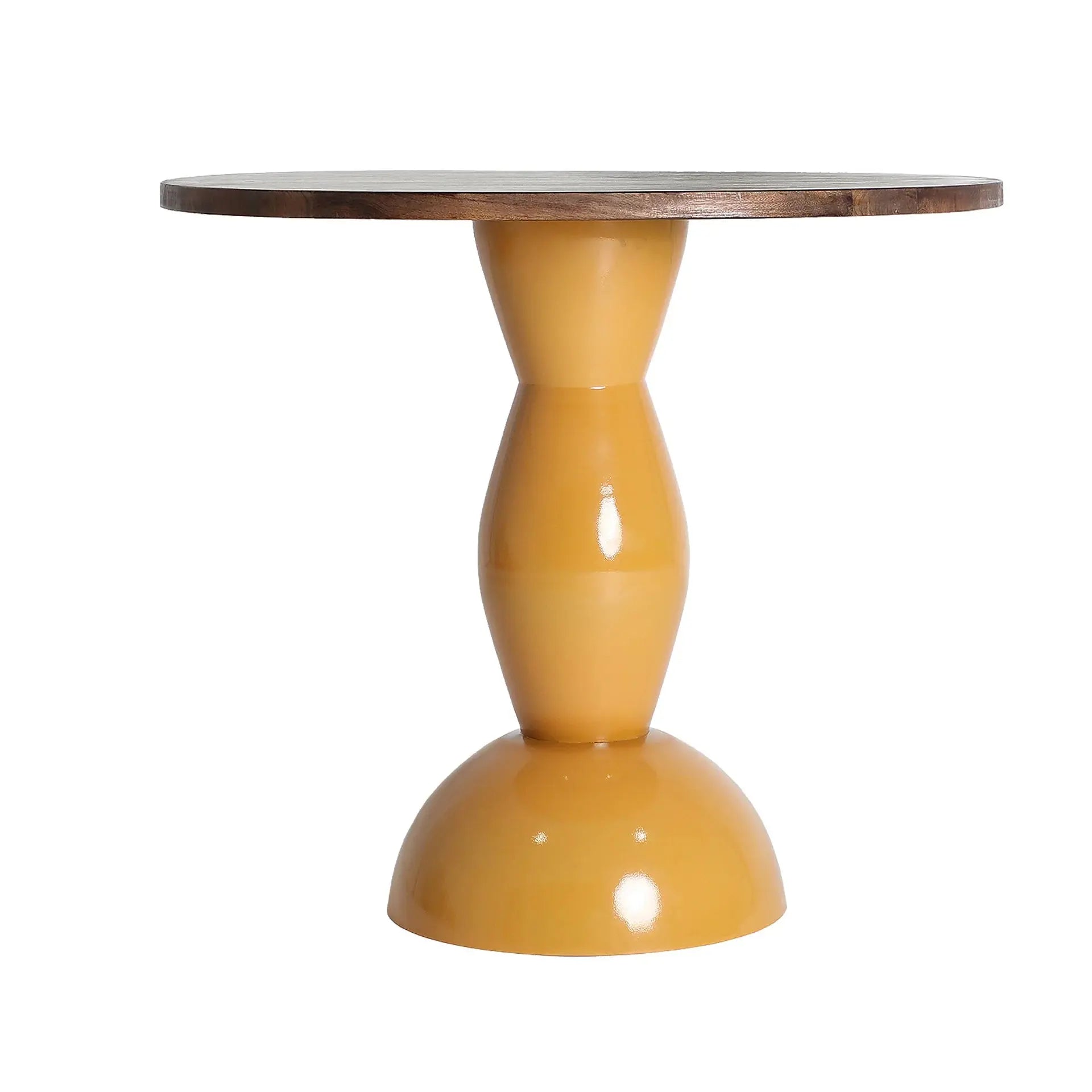 Table de Salle à Manger en Fer Ocre Brillant et Bois de Manguier Marron NAHINA - 90 cm KODU